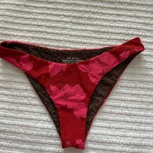 Acacia Swimwear Kids Floral Bikini Bottom - Red and Brown